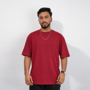 Premium Red Cotton Drop Shoulder T Shirt for Men