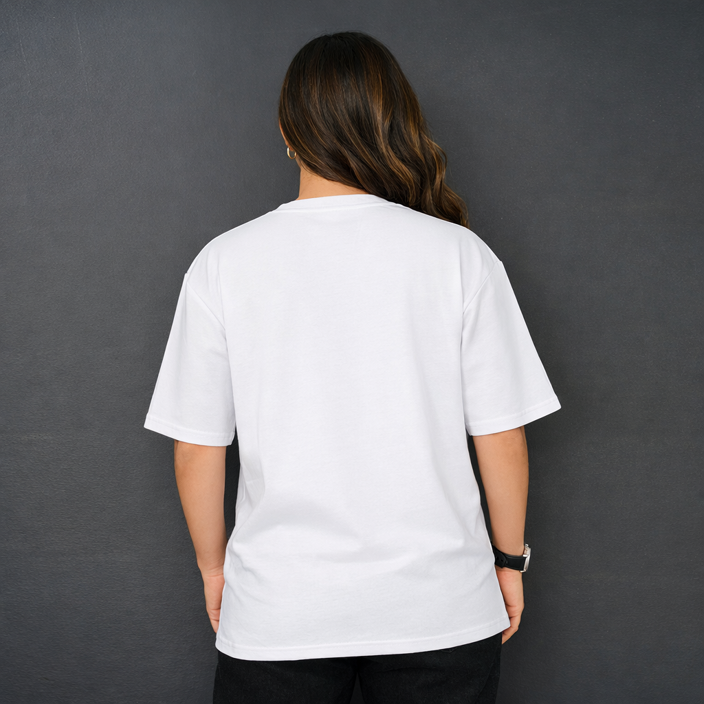 White Women’s Drop Shoulder T-Shirt - Image 3