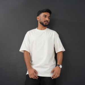 Mens Oversized Drop Shoulder Solid Off White T Shirt Premium Cotton Streetwear Tee