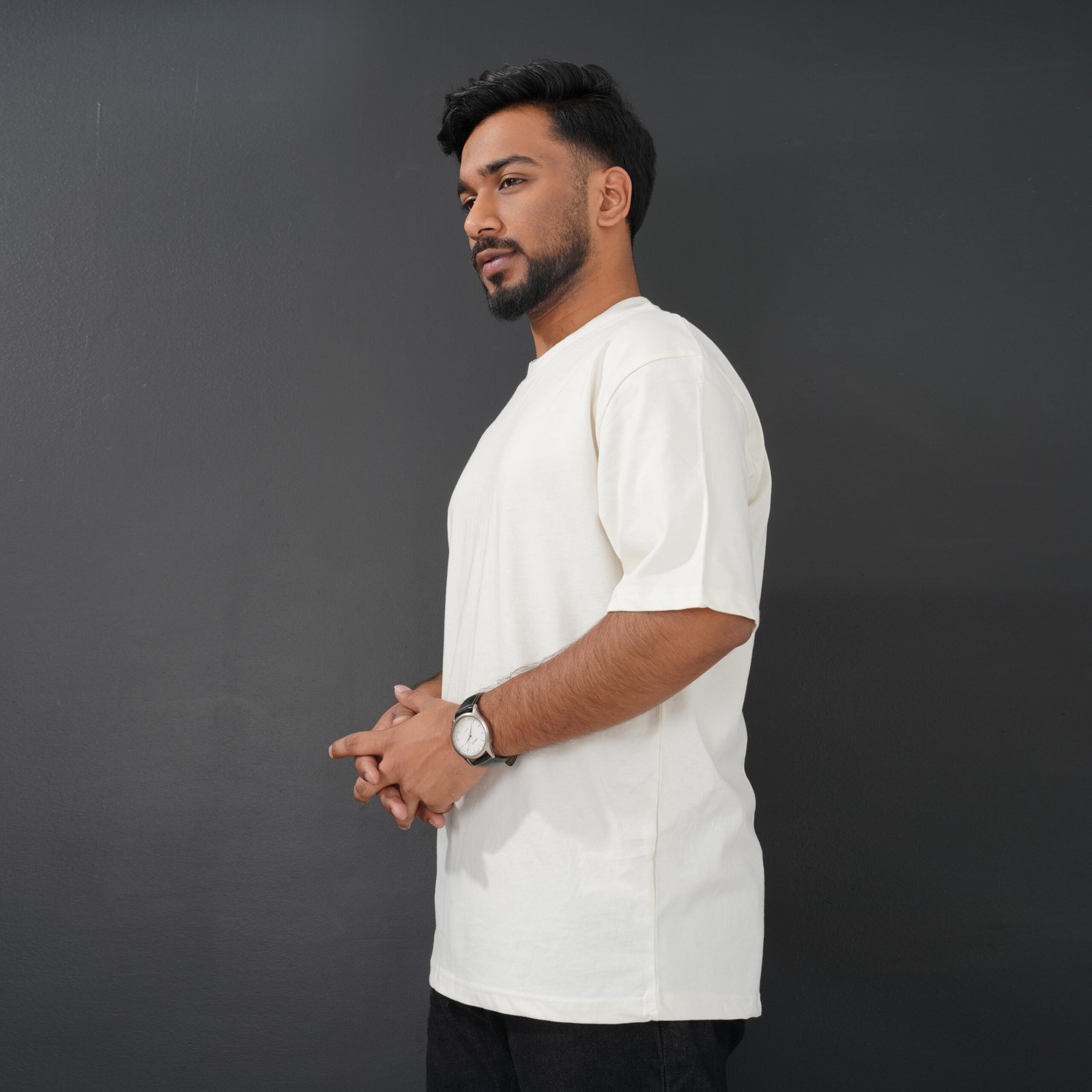 Men’s Oversized Drop Shoulder Solid Off White T Shirt – Premium Cotton - Image 2